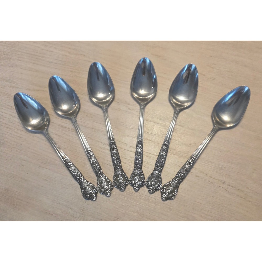 Versailles Stainless Japan Floral Rose Repousse Teaspoons Set of 6 Vintage